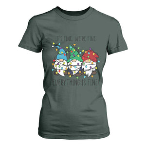 Christmas Gnomies T Shirt For Women It's Fine I'm Fine Everything Is Fine TS02 Dark Forest Green Print Your Wear