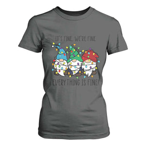 Christmas Gnomies T Shirt For Women It's Fine I'm Fine Everything Is Fine TS02 Dark Heather Print Your Wear