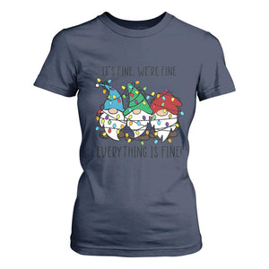 Christmas Gnomies T Shirt For Women It's Fine I'm Fine Everything Is Fine TS02 Navy Print Your Wear