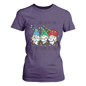 Christmas Gnomies T Shirt For Women It's Fine I'm Fine Everything Is Fine TS02 Purple Print Your Wear