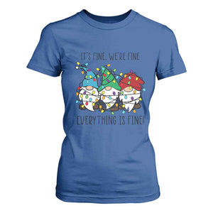 Christmas Gnomies T Shirt For Women It's Fine I'm Fine Everything Is Fine TS02 Royal Blue Print Your Wear