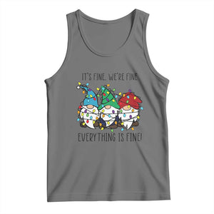 Christmas Gnomies Tank Top It's Fine I'm Fine Everything Is Fine TS02 Black Heather Print Your Wear