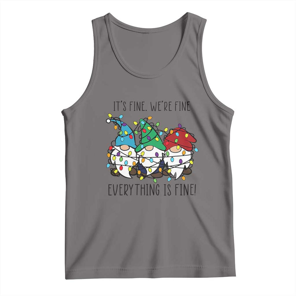 Christmas Gnomies Tank Top It's Fine I'm Fine Everything Is Fine TS02 Deep Heather Print Your Wear