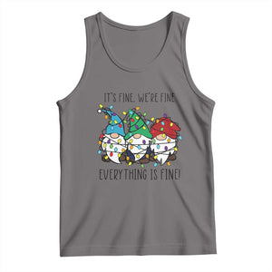 Christmas Gnomies Tank Top It's Fine I'm Fine Everything Is Fine TS02 Deep Heather Print Your Wear