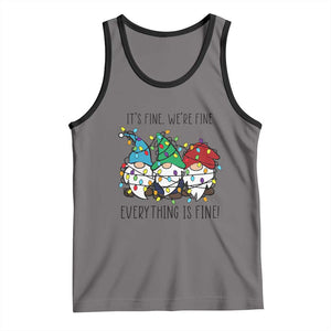 Christmas Gnomies Tank Top It's Fine I'm Fine Everything Is Fine TS02 Deep Heather Black Print Your Wear