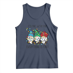 Christmas Gnomies Tank Top It's Fine I'm Fine Everything Is Fine TS02 Navy Print Your Wear