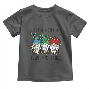 Christmas Gnomies Toddler T Shirt It's Fine I'm Fine Everything Is Fine TS02 Dark Heather Print Your Wear