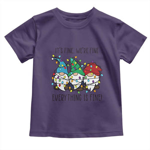 Christmas Gnomies Toddler T Shirt It's Fine I'm Fine Everything Is Fine TS02 Purple Print Your Wear