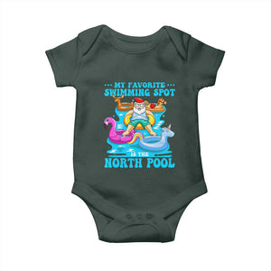 Christmas In July Relaxing Santa Baby Onesie My Favorite Swimming Spot Is The North Pole TS02 Dark Forest Green Print Your Wear