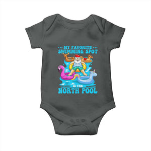 Christmas In July Relaxing Santa Baby Onesie My Favorite Swimming Spot Is The North Pole TS02 Dark Heather Print Your Wear