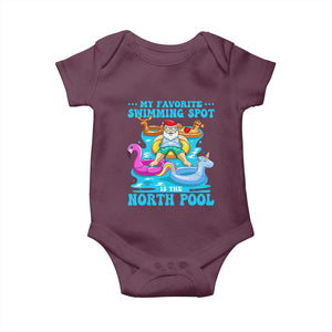 Christmas In July Relaxing Santa Baby Onesie My Favorite Swimming Spot Is The North Pole TS02 Maroon Print Your Wear