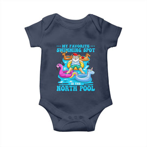 Christmas In July Relaxing Santa Baby Onesie My Favorite Swimming Spot Is The North Pole TS02 Navy Print Your Wear