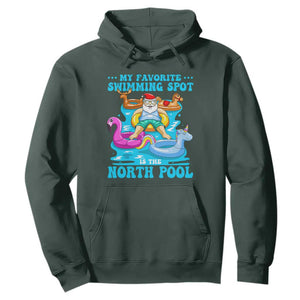 Christmas In July Relaxing Santa Hoodie My Favorite Swimming Spot Is The North Pole TS02 Dark Forest Green Print Your Wear