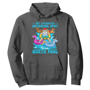 Christmas In July Relaxing Santa Hoodie My Favorite Swimming Spot Is The North Pole TS02 Dark Heather Print Your Wear