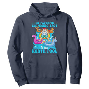 Christmas In July Relaxing Santa Hoodie My Favorite Swimming Spot Is The North Pole TS02 Navy Print Your Wear