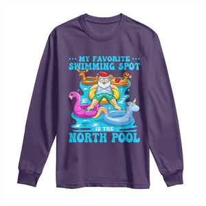 Christmas In July Relaxing Santa Long Sleeve Shirt My Favorite Swimming Spot Is The North Pole TS02 Purple Print Your Wear