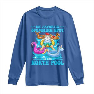 Christmas In July Relaxing Santa Long Sleeve Shirt My Favorite Swimming Spot Is The North Pole TS02 Royal Blue Print Your Wear