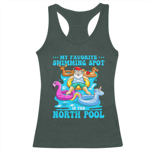 Christmas In July Relaxing Santa Racerback Tank Top My Favorite Swimming Spot Is The North Pole TS02 Dark Forest Green Print Your Wear