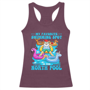 Christmas In July Relaxing Santa Racerback Tank Top My Favorite Swimming Spot Is The North Pole TS02 Maroon Print Your Wear