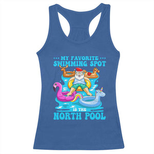 Christmas In July Relaxing Santa Racerback Tank Top My Favorite Swimming Spot Is The North Pole TS02 Royal Blue Print Your Wear