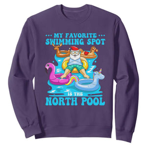 Christmas In July Relaxing Santa Sweatshirt My Favorite Swimming Spot Is The North Pole TS02 Purple Print Your Wear