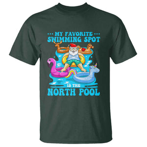 Christmas In July Relaxing Santa T Shirt My Favorite Swimming Spot Is The North Pole TS02 Dark Forest Green Print Your Wear