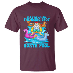 Christmas In July Relaxing Santa T Shirt My Favorite Swimming Spot Is The North Pole TS02 Maroon Print Your Wear