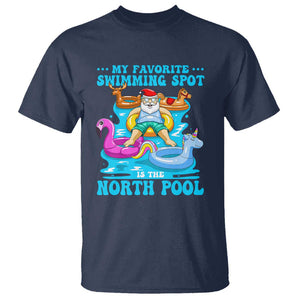 Christmas In July Relaxing Santa T Shirt My Favorite Swimming Spot Is The North Pole TS02 Navy Print Your Wear