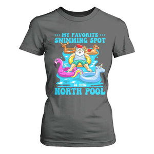 Christmas In July Relaxing Santa T Shirt For Women My Favorite Swimming Spot Is The North Pole TS02 Dark Heather Print Your Wear