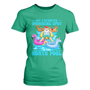 Christmas In July Relaxing Santa T Shirt For Women My Favorite Swimming Spot Is The North Pole TS02 Irish Green Print Your Wear