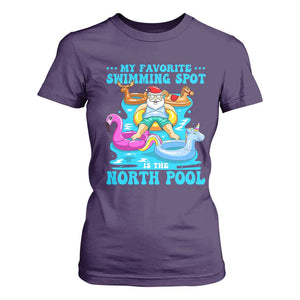 Christmas In July Relaxing Santa T Shirt For Women My Favorite Swimming Spot Is The North Pole TS02 Purple Print Your Wear