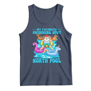 Christmas In July Relaxing Santa Tank Top My Favorite Swimming Spot Is The North Pole TS02 Navy Print Your Wear