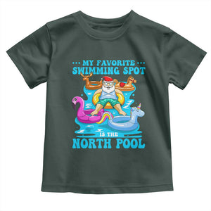 Christmas In July Relaxing Santa Toddler T Shirt My Favorite Swimming Spot Is The North Pole TS02 Dark Forest Green Print Your Wear