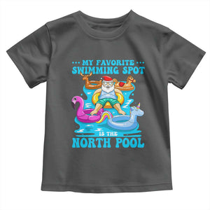 Christmas In July Relaxing Santa Toddler T Shirt My Favorite Swimming Spot Is The North Pole TS02 Dark Heather Print Your Wear