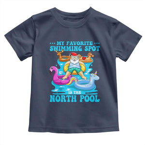 Christmas In July Relaxing Santa Toddler T Shirt My Favorite Swimming Spot Is The North Pole TS02 Navy Print Your Wear