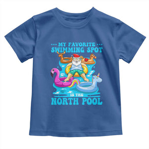 Christmas In July Relaxing Santa Toddler T Shirt My Favorite Swimming Spot Is The North Pole TS02 Royal Blue Print Your Wear