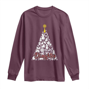 Christmas Tree Long Sleeve Shirt Red Plaid Daughter TS02 Maroon Print Your Wear