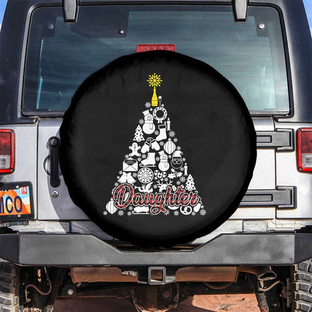 Christmas Tree Spare Tire Cover Red Plaid Daughter TS02 No hole Black Print Your Wear