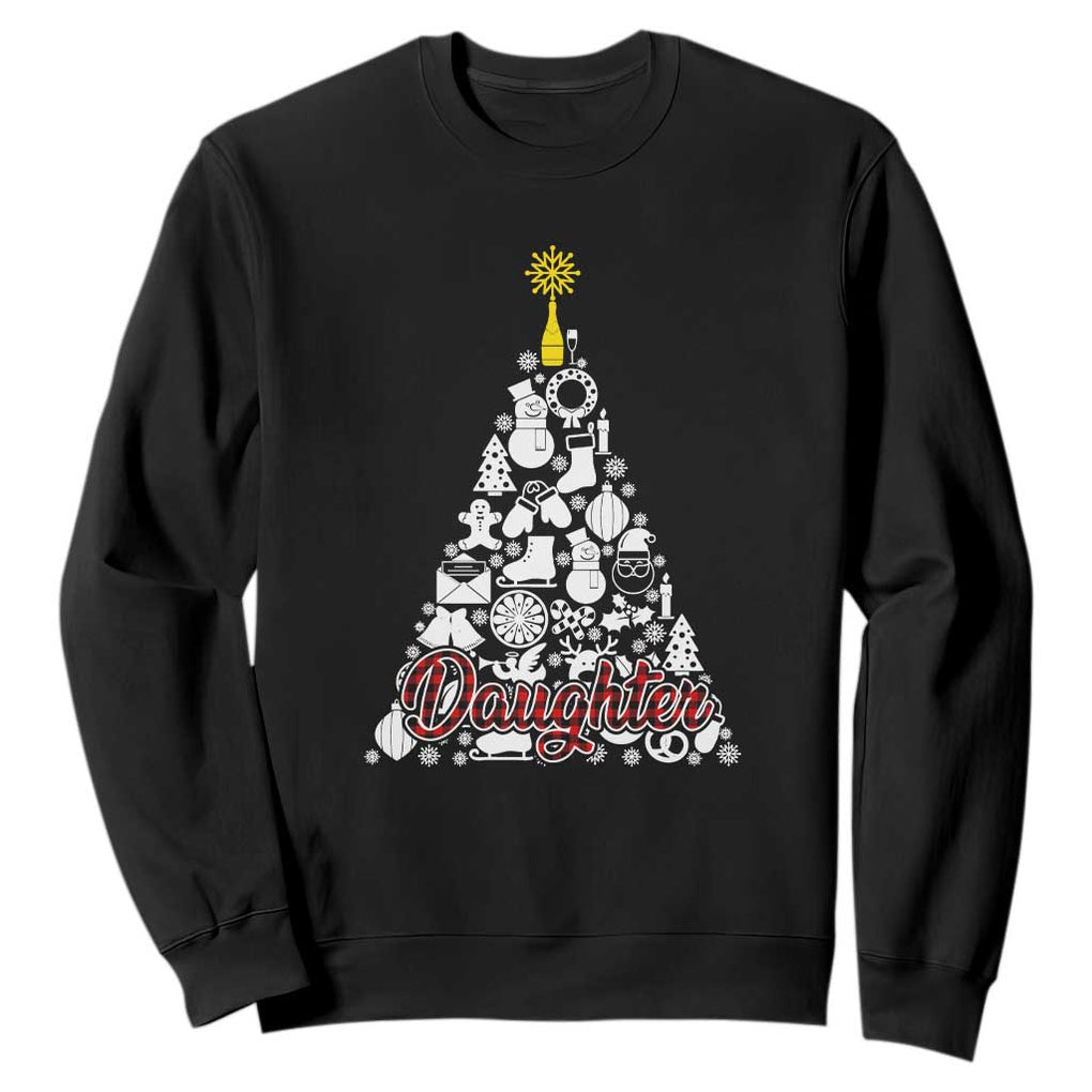 Christmas Tree Sweatshirt Red Plaid Daughter TS02 Black Print Your Wear