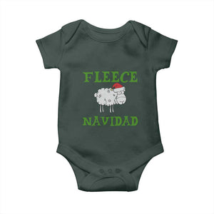 Funny Christmas Sheep Baby Onesie Fleece Navidad Feliz Festive Xmas TS02 Dark Forest Green Print Your Wear