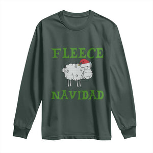 Funny Christmas Sheep Long Sleeve Shirt Fleece Navidad Feliz Festive Xmas TS02 Dark Forest Green Print Your Wear