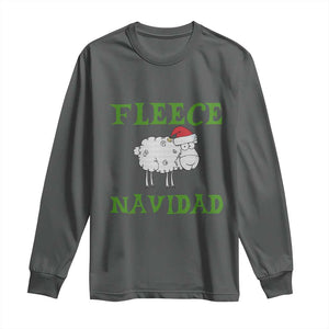 Funny Christmas Sheep Long Sleeve Shirt Fleece Navidad Feliz Festive Xmas TS02 Dark Heather Print Your Wear