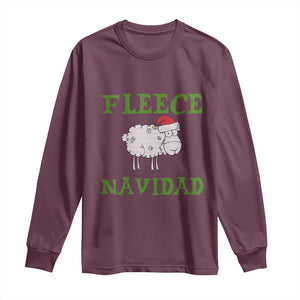 Funny Christmas Sheep Long Sleeve Shirt Fleece Navidad Feliz Festive Xmas TS02 Maroon Print Your Wear