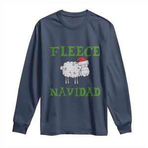 Funny Christmas Sheep Long Sleeve Shirt Fleece Navidad Feliz Festive Xmas TS02 Navy Print Your Wear