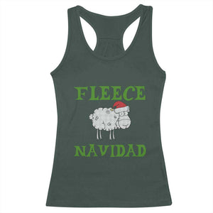 Funny Christmas Sheep Racerback Tank Top Fleece Navidad Feliz Festive Xmas TS02 Dark Forest Green Print Your Wear