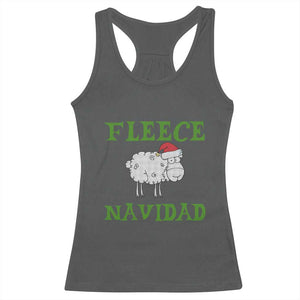 Funny Christmas Sheep Racerback Tank Top Fleece Navidad Feliz Festive Xmas TS02 Dark Heather Print Your Wear