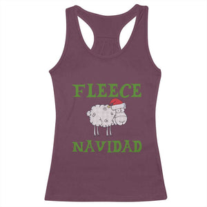 Funny Christmas Sheep Racerback Tank Top Fleece Navidad Feliz Festive Xmas TS02 Maroon Print Your Wear