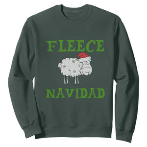 Funny Christmas Sheep Sweatshirt Fleece Navidad Feliz Festive Xmas TS02 Dark Forest Green Print Your Wear