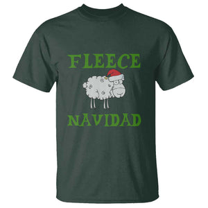 Funny Christmas Sheep T Shirt Fleece Navidad Feliz Festive Xmas TS02 Dark Forest Green Print Your Wear