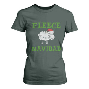 Funny Christmas Sheep T Shirt For Women Fleece Navidad Feliz Festive Xmas TS02 Dark Forest Green Print Your Wear